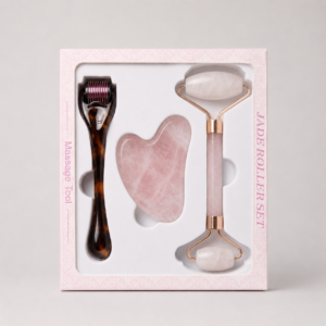 Set Facial 3 en 1 Cuarzo Rosa + Derma Roller