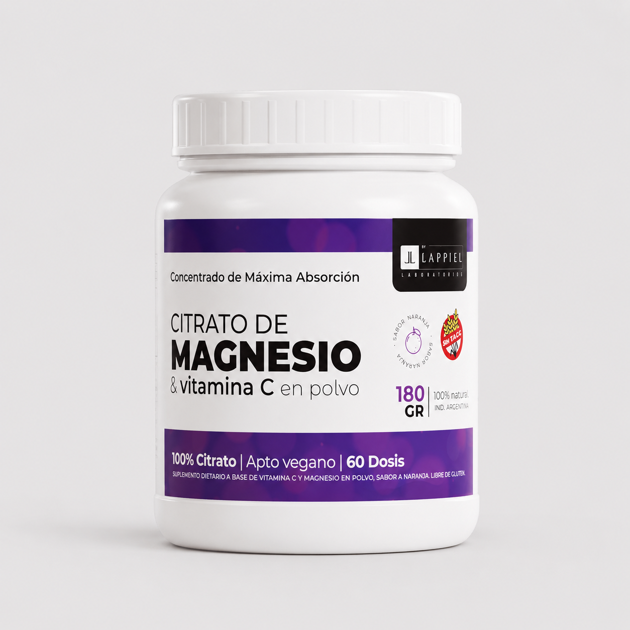 Magnesio Citrato + Vitamina C en Polvo Lappiel 180g