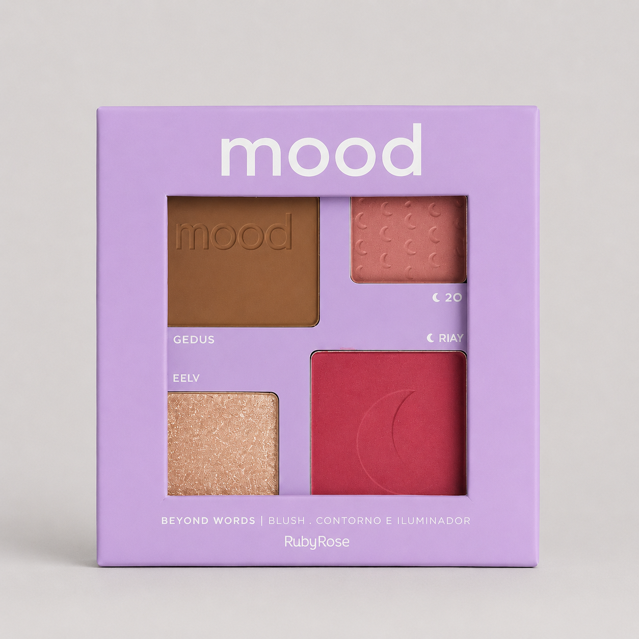 Paleta Mood Ruby Rose Contorno, Rubor e Iluminador 20g